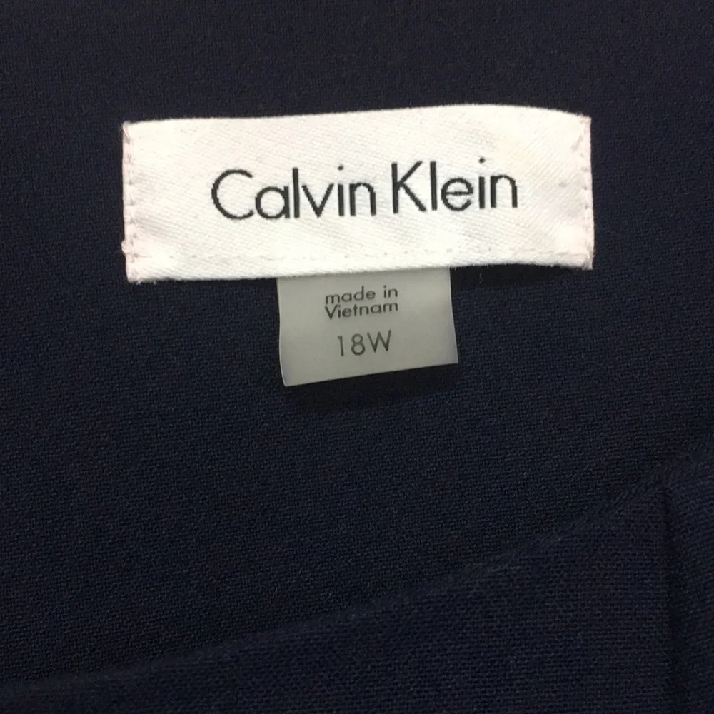 NWT Calvin Klein Woman Belted Navy Blue Fit&Flare Dress: Size 18W - Picture 5 of 13